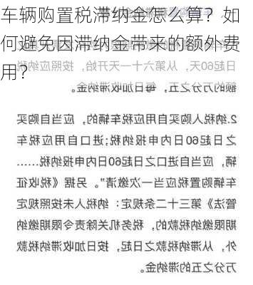 车辆购置税滞纳金怎么算？如何避免因滞纳金带来的额外费用？