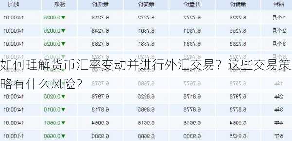 如何理解货币汇率变动并进行外汇交易？这些交易策略有什么风险？