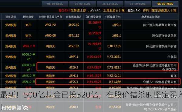 最新！500亿基金已投320亿，在股价错杀时坚定买入！
