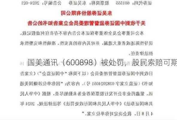 国美通讯（600898）被处罚，股民索赔可期