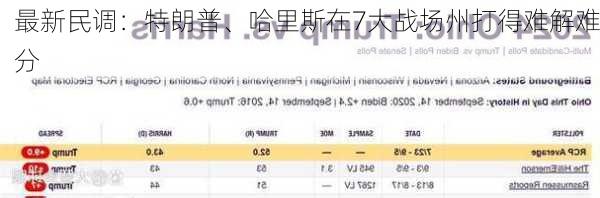 最新民调：特朗普、哈里斯在7大战场州打得难解难分