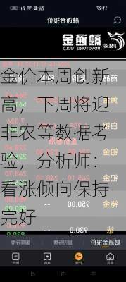 金价本周创新高，下周将迎非农等数据考验，分析师：看涨倾向保持完好