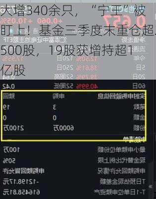 大增340余只，“宁王”被盯上！基金三季度末重仓超2500股，19股获增持超1亿股