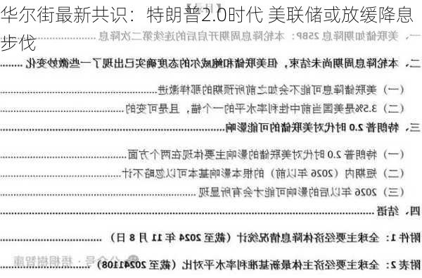 华尔街最新共识：特朗普2.0时代 美联储或放缓降息步伐