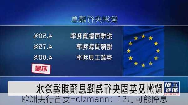 欧洲央行管委Holzmann：12月可能降息