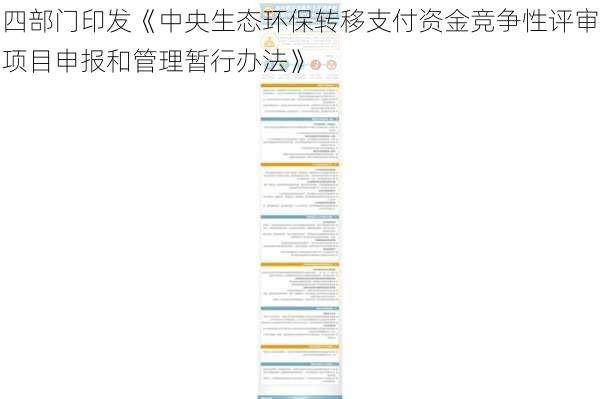 四部门印发《中央生态环保转移支付资金竞争性评审项目申报和管理暂行办法》