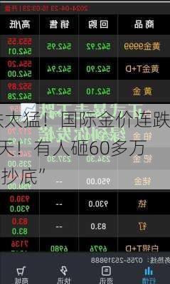 跌太猛！国际金价连跌5天！有人砸60多万“抄底”